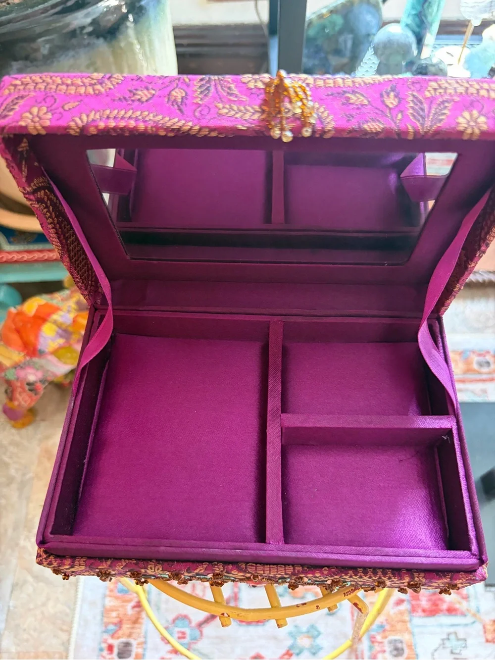 Pier 1 Fuchsia Fabric Jewelry Box
